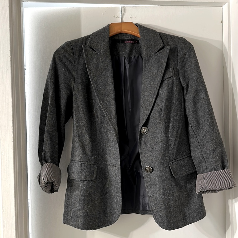 Dark grey lined  blazer w/ pockets